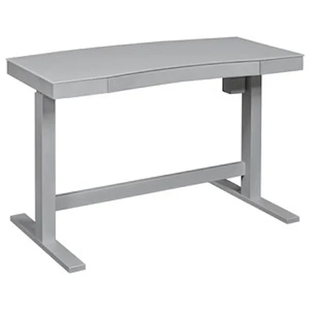 Contemporary Adjustable Standing Desk with Gray Frame and White Dry Erase Glass Top